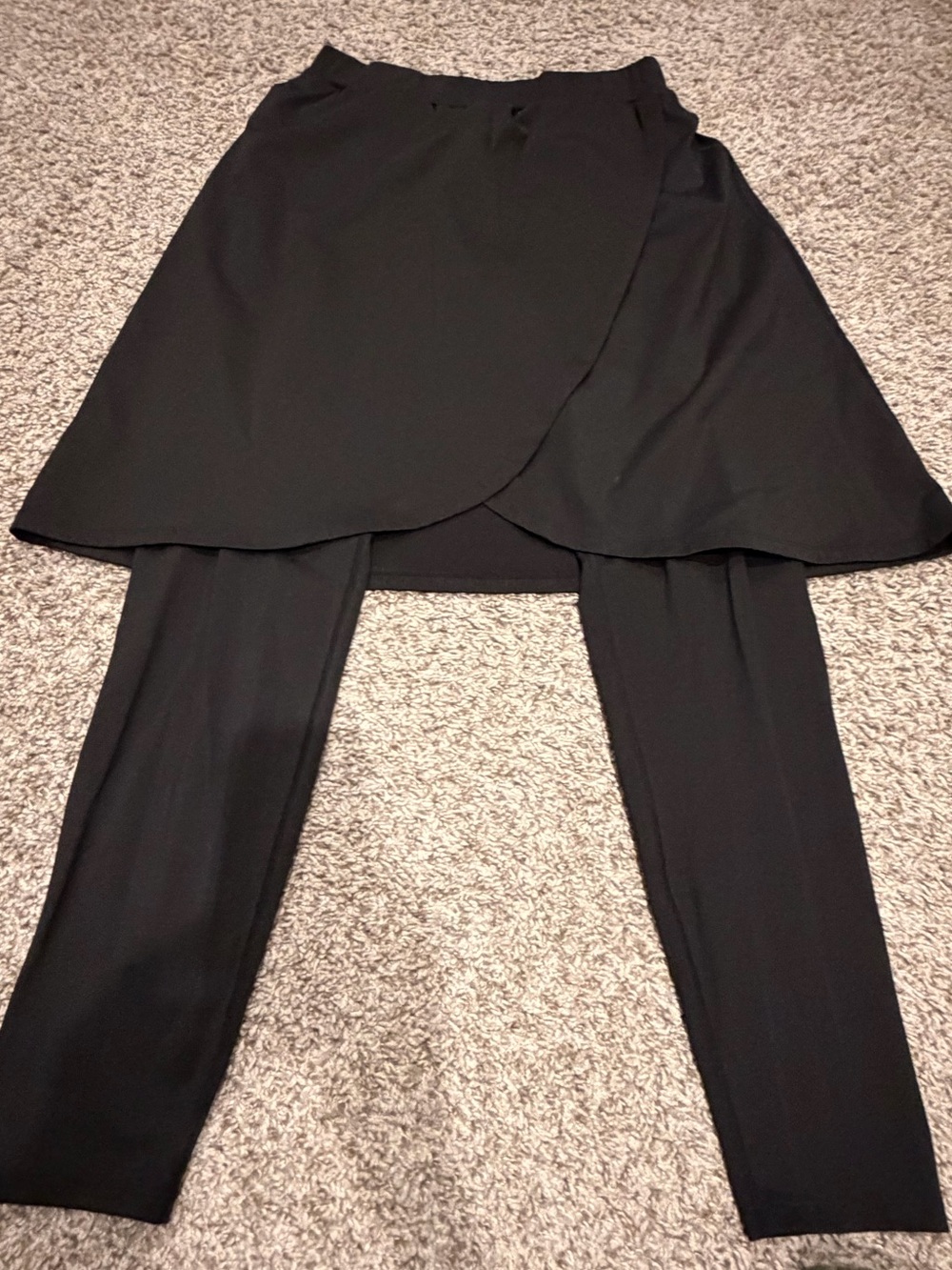 Women's Black Midi Skirted Leggings — Wrap-Front Style